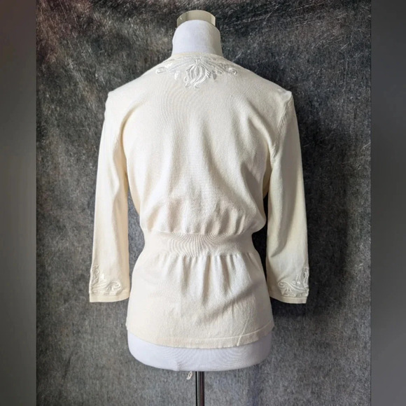 WHBM Ivory Cardigan Embellished Silk Embroidery Beaded Wedding - Picture 4 of 7